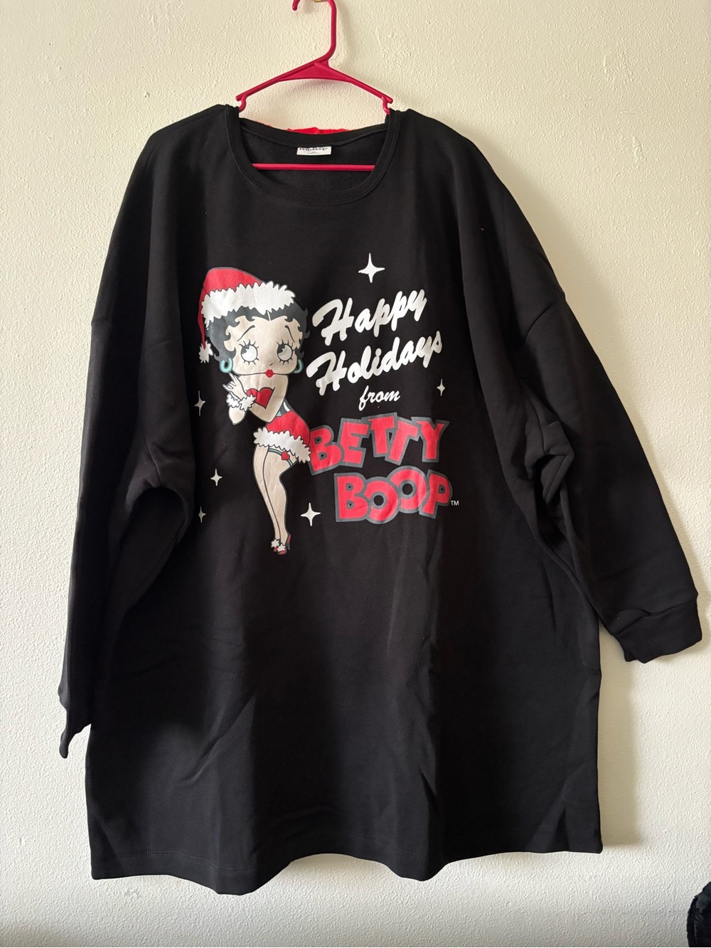 Betty Boop Black Holiday Sleep Sweatshirt Dress with Spa Headband size 3X
